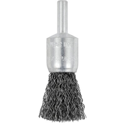Brosse à fils crêpés montée sur mandrin E050-12, 1/2", Fils 0,012", Tige 1/4"