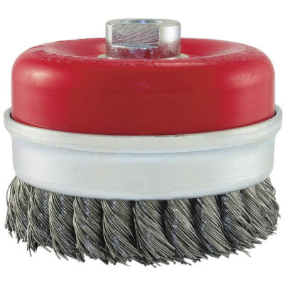 Brosse boisseau à fils liés et noués, 5" dia. x 5/8"-11 arbre
