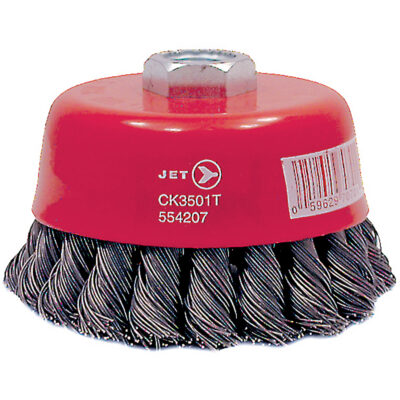 Brosse boisseau à fils noués torsadés haute performance CK3501T, Dia. 3-1/2", Fils 0,02", Arbre 5/8"-11, Acier