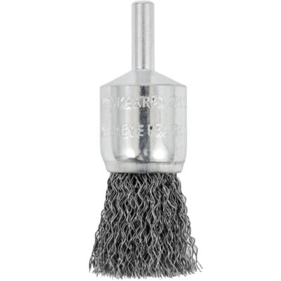 Brosse coupelle sertie montée sur tige, 3/4", Fils 0,012", Tige 1/4"