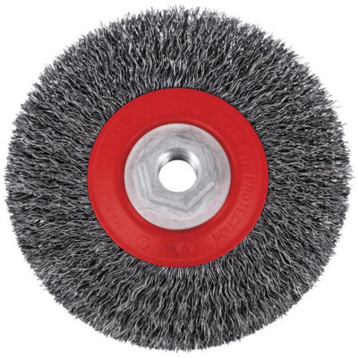 Brosse métallique à fils torsadés à haut rendement 5C14T, 5" dia., Fils 0,014", Arbre 5/8"-11NC