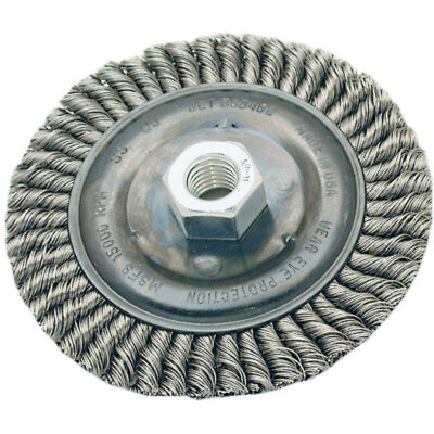 Brosse pour cordon de soudure, Dia. 4", Fils 0,022", Arbre 5/8"-11, Acier