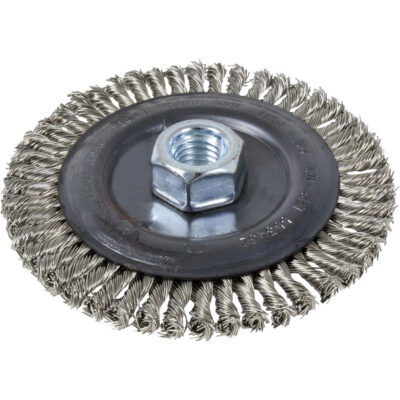 Brosse pour cordon de soudure, Dia. 4", Fils 0,022", Arbre 5/8"-11, Acier inoxydable
