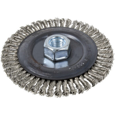 Brosse pour cordon de soudure, Dia. 5", Fils 0,022", Arbre 5/8"-11, Acier inoxydable