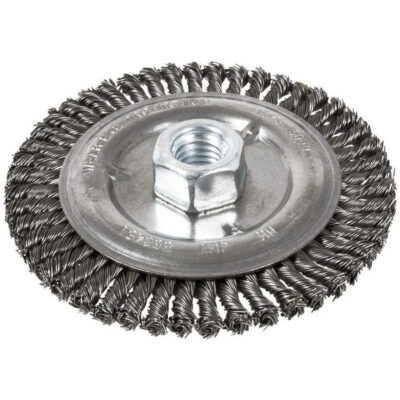 Brosse pour cordon de soudure, Dia. 6", Fils 0,022", Arbre 5/8"-11, Acier