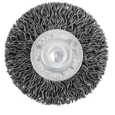 Brosse radiale à fils crêpés monté sur mandrin 105-2, 2", Fils ,02"