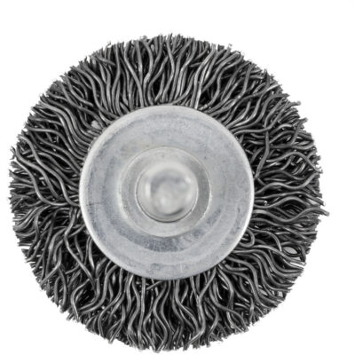Brosse radiale à fils crêpés monté sur mandrin 126, 1-1/2", Fils 0,02", Tige 1/4"