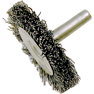 Brosse radiale à fils crêpés monté sur mandrin ER200-12, 2", Fils ,012"