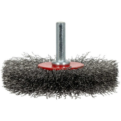 Brosse radiale à fils crêpés monté sur mandrin ER300-12, 3", Fils ,012"