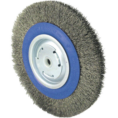 Brosse rotative à fil torsadé, 8" dia., Fils 0,014", Arbre 1/2" - 5/8" - 2