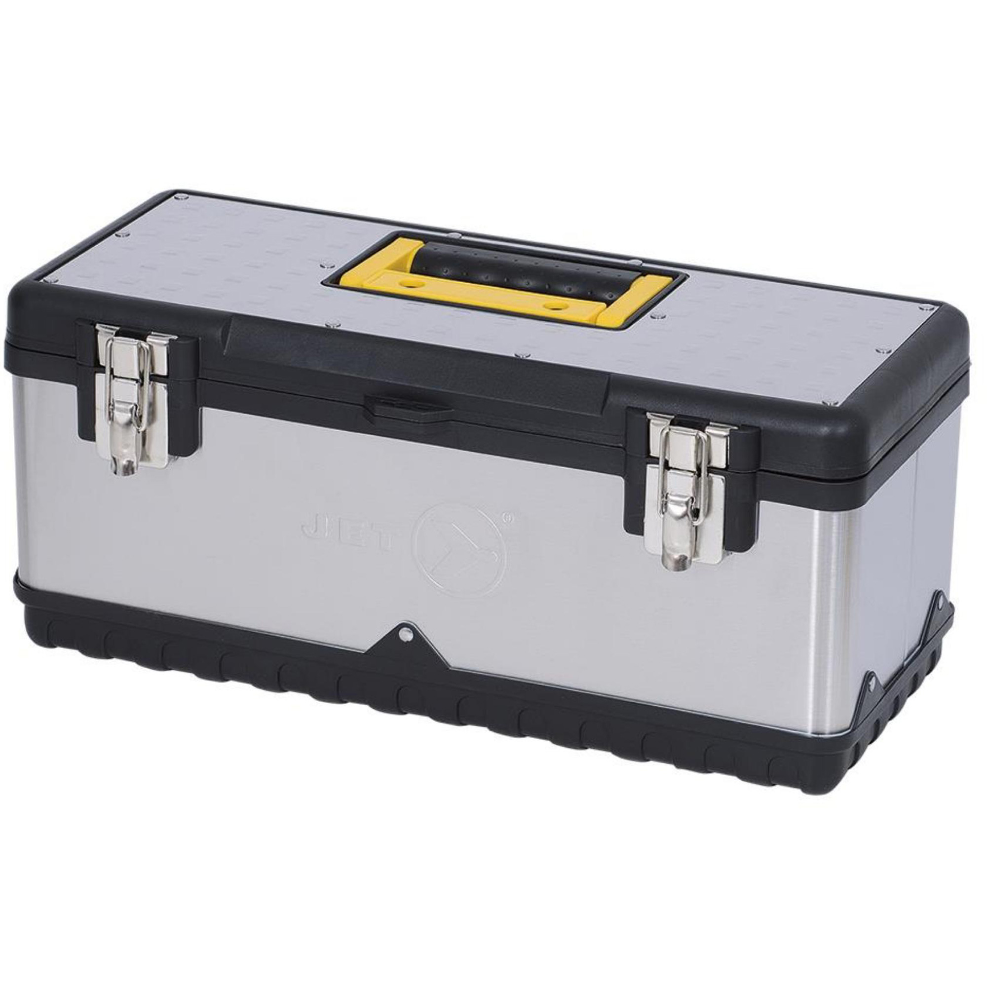 Coffre à outils portatif en acier inoxydable JPSTB-20, 9-63/100" P x 20" la x 8-7/8" h, Noir/Argent