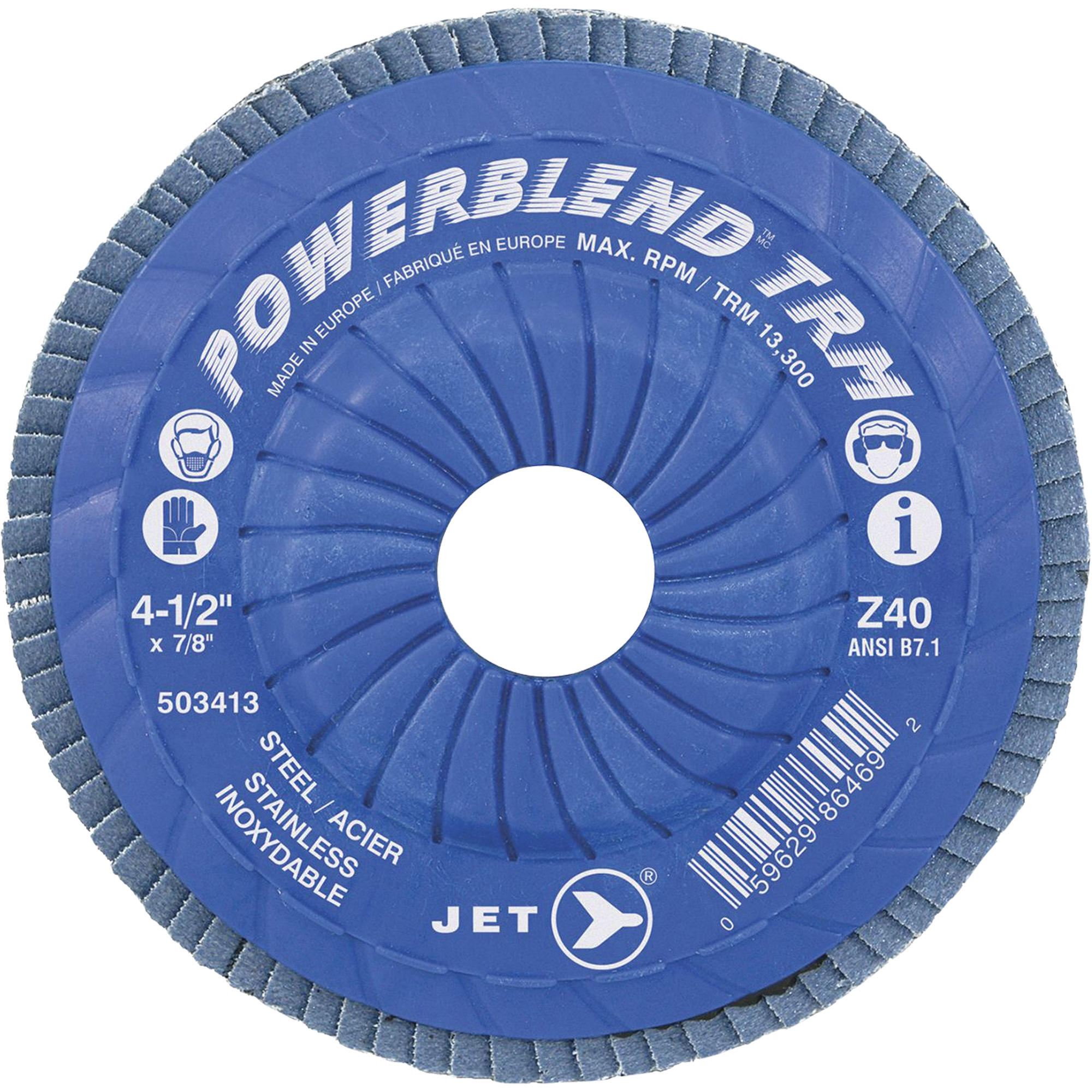Disque à feuillets PowerBlendMC ajustable, 5" x 7/8", Type 29, Grain Z40, Alumine de zirconium