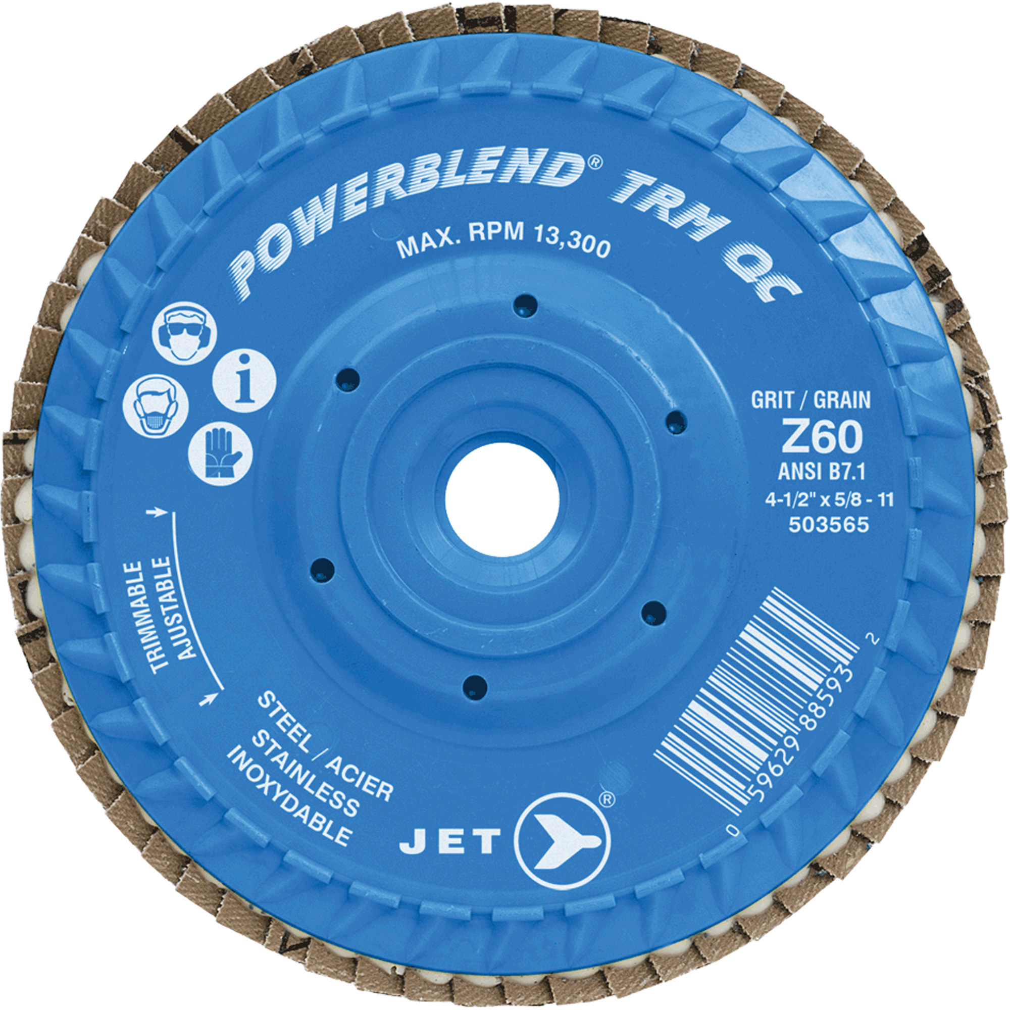 Disque à feuillets PowerBlendMC TRM QC ajustable, 5" x 5/8"-11, Type 27, Grain Z60, Alumine de zirconium