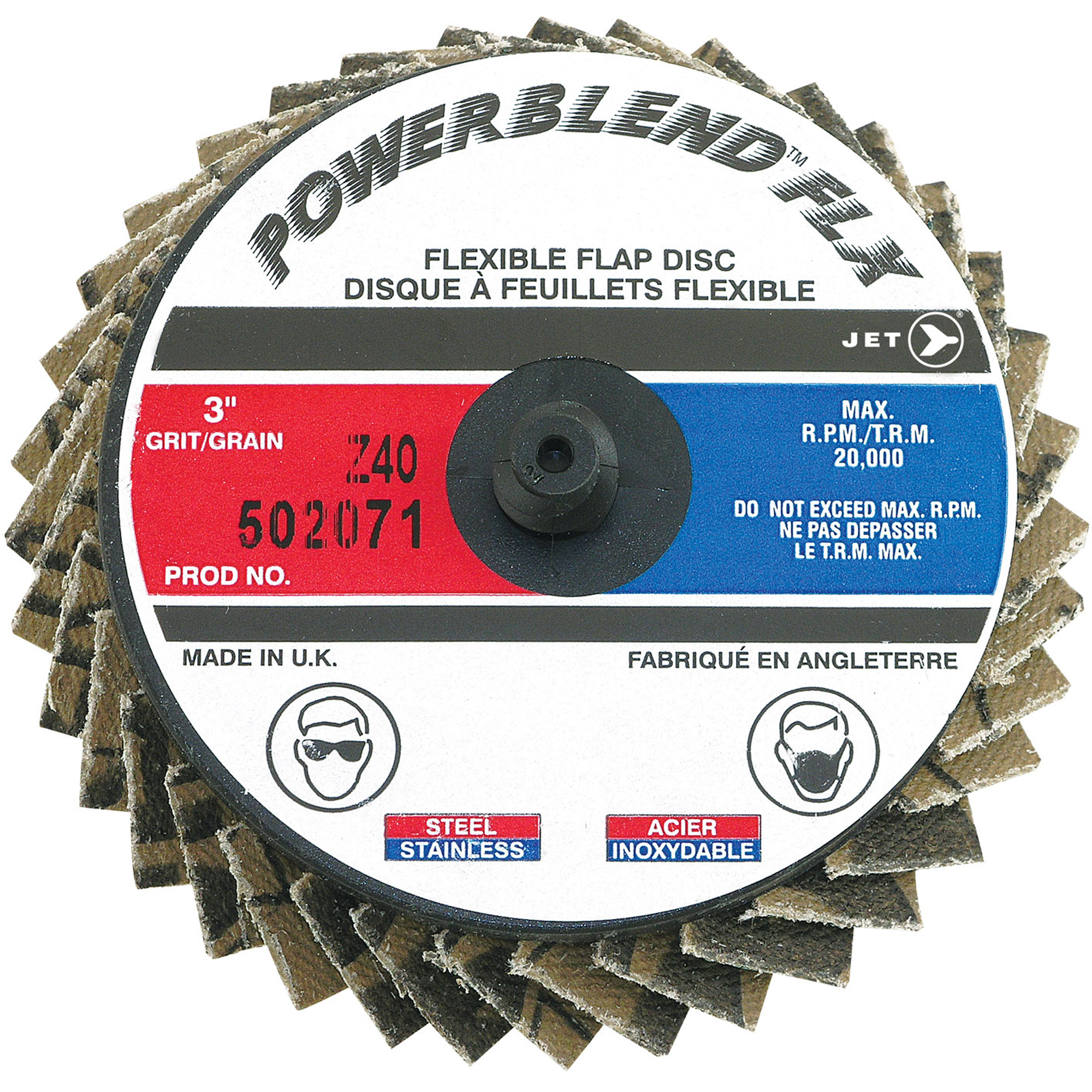 Disque à lamelles à rouler Powerblend FLX, 3" x Type R, Grain Z40, Alumine de zirconium