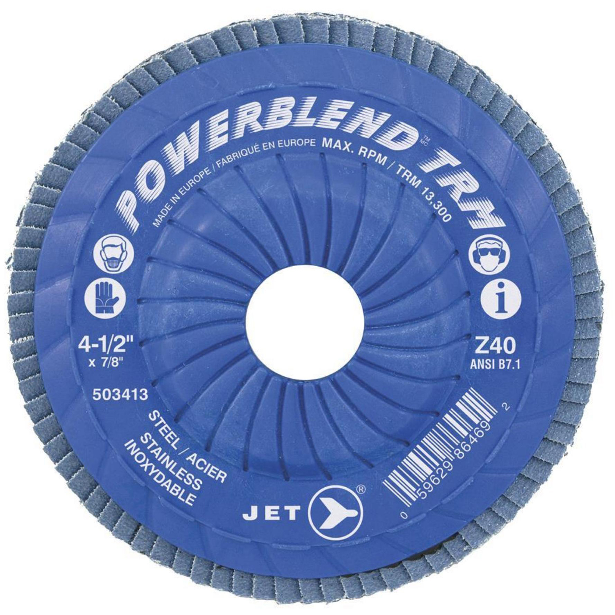 Disque à lamelles ajustables POWERBLEND TRM, 4-1/2" x 7/8", Type 29, Grain Z120, Alumine de zirconium