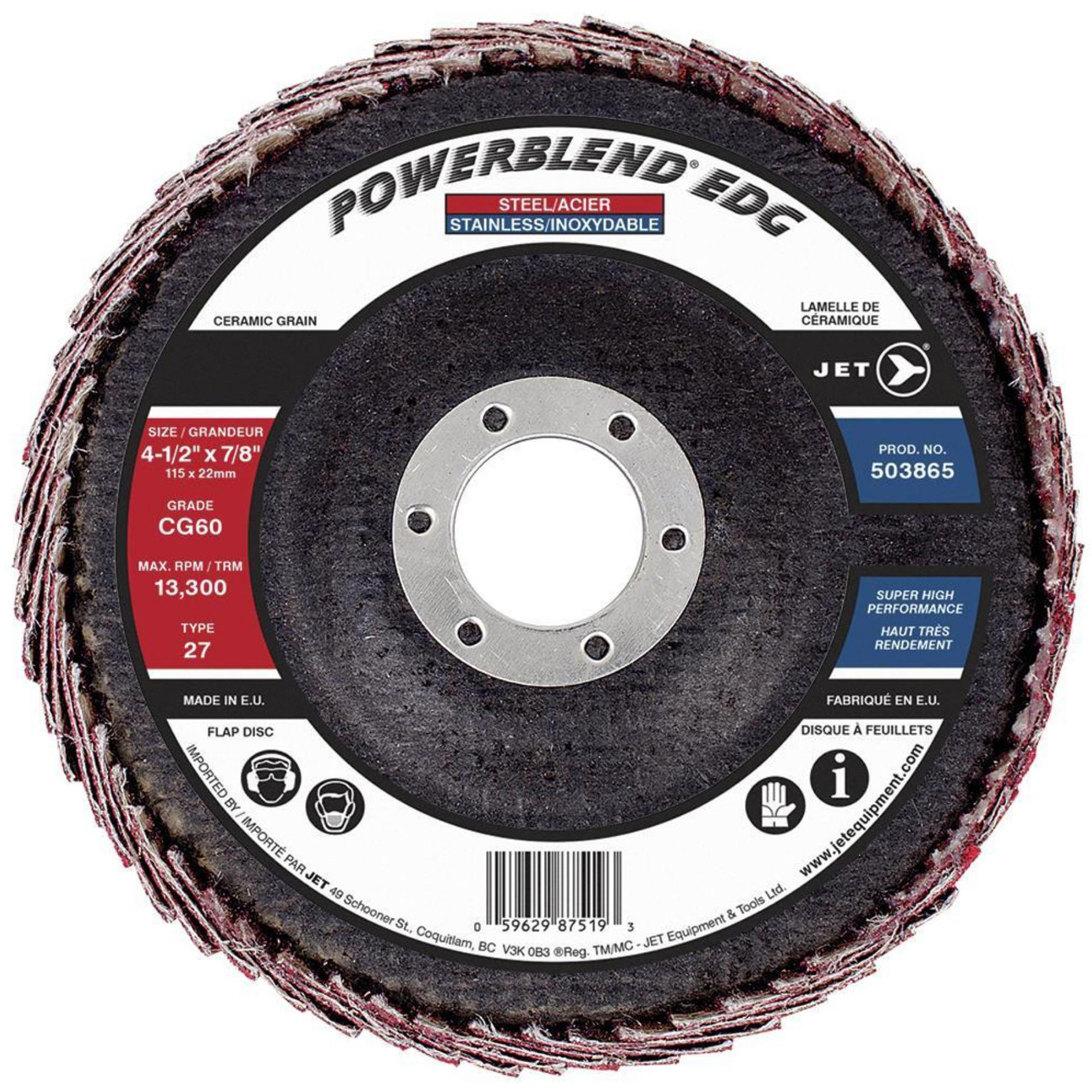 Disque à lamelles POWERBLEND EDG, 4-1/2" x 7/8", Type 27, Grain CG60, Céramique