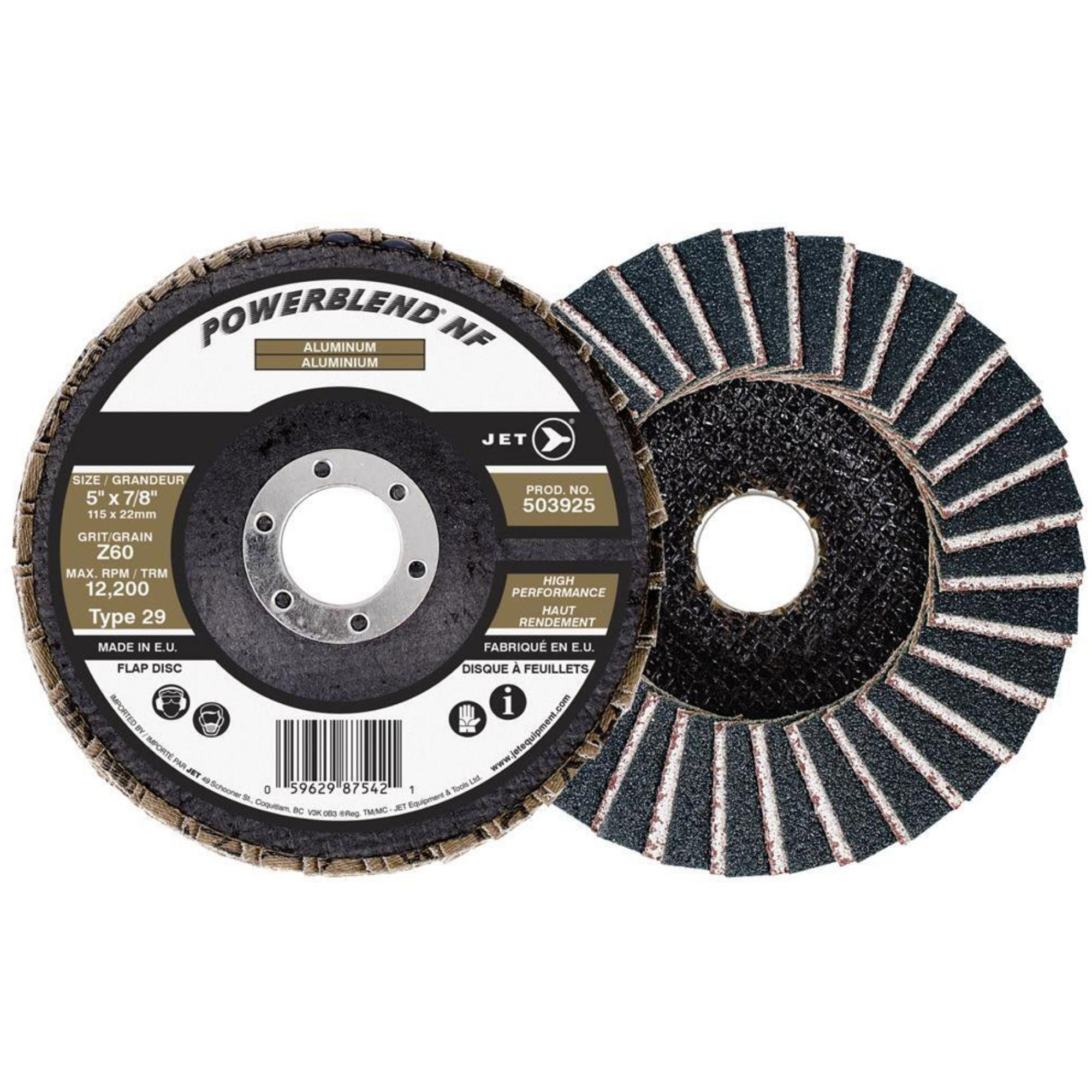 Disque à lamelles POWERBLEND NF, 5" x 7/8", Type 29, Grain Z60, Alumine de zirconium