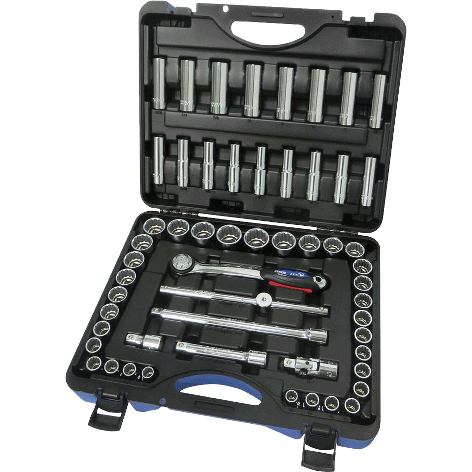 Jeu de clé à douille SAE/métriques à 12 pans, 55 Mcx, Prise de 1/2", Profond