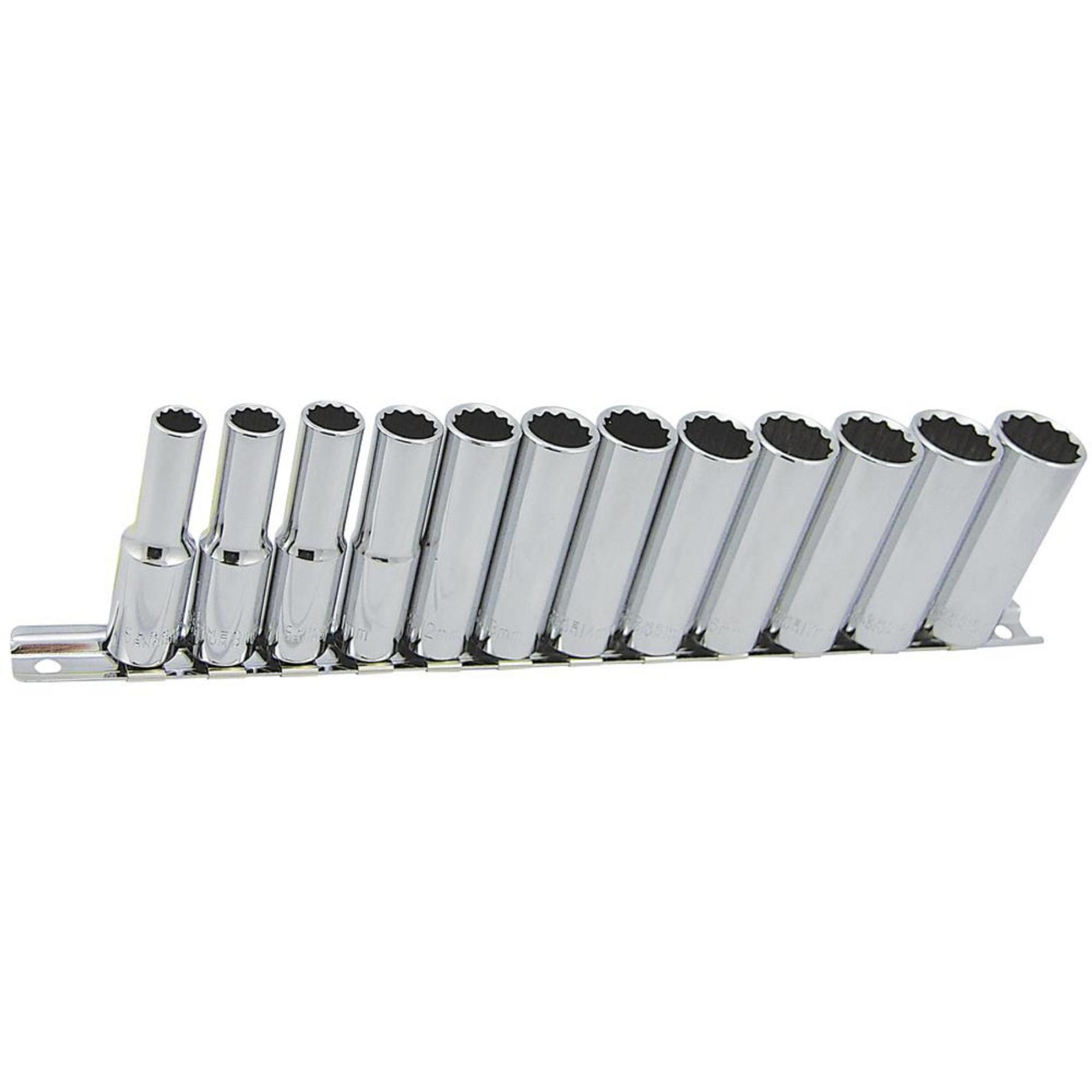 Jeu de douilles métriques à 12 pans SS3812DM-12, 12 Mcx, Prise de 3/8", Profond