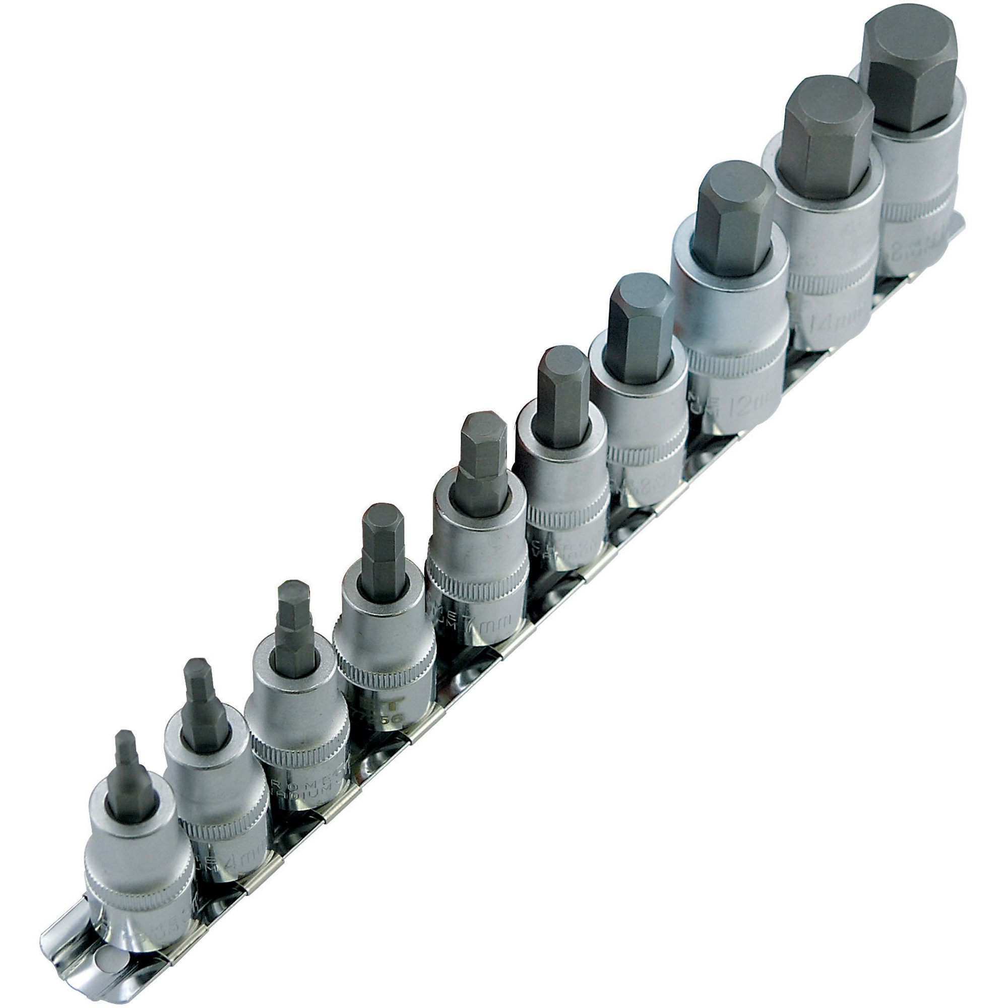 Jeu de douilles métriques HSW3812-10M, Hexagonale, Prise 1/2"/3/8", 10 mr