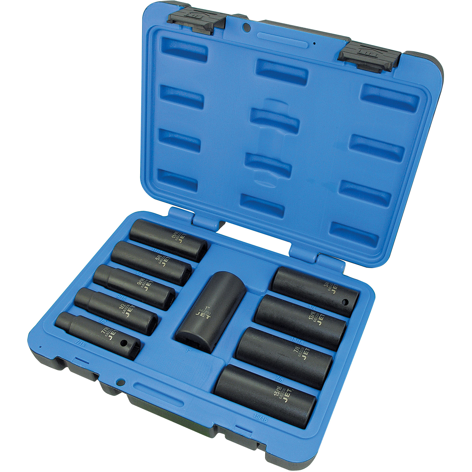 Jeu de douilles SAE à 6 pans PS1012D, 10 Mcx, Chocs, Prise de 1/2", Profond
