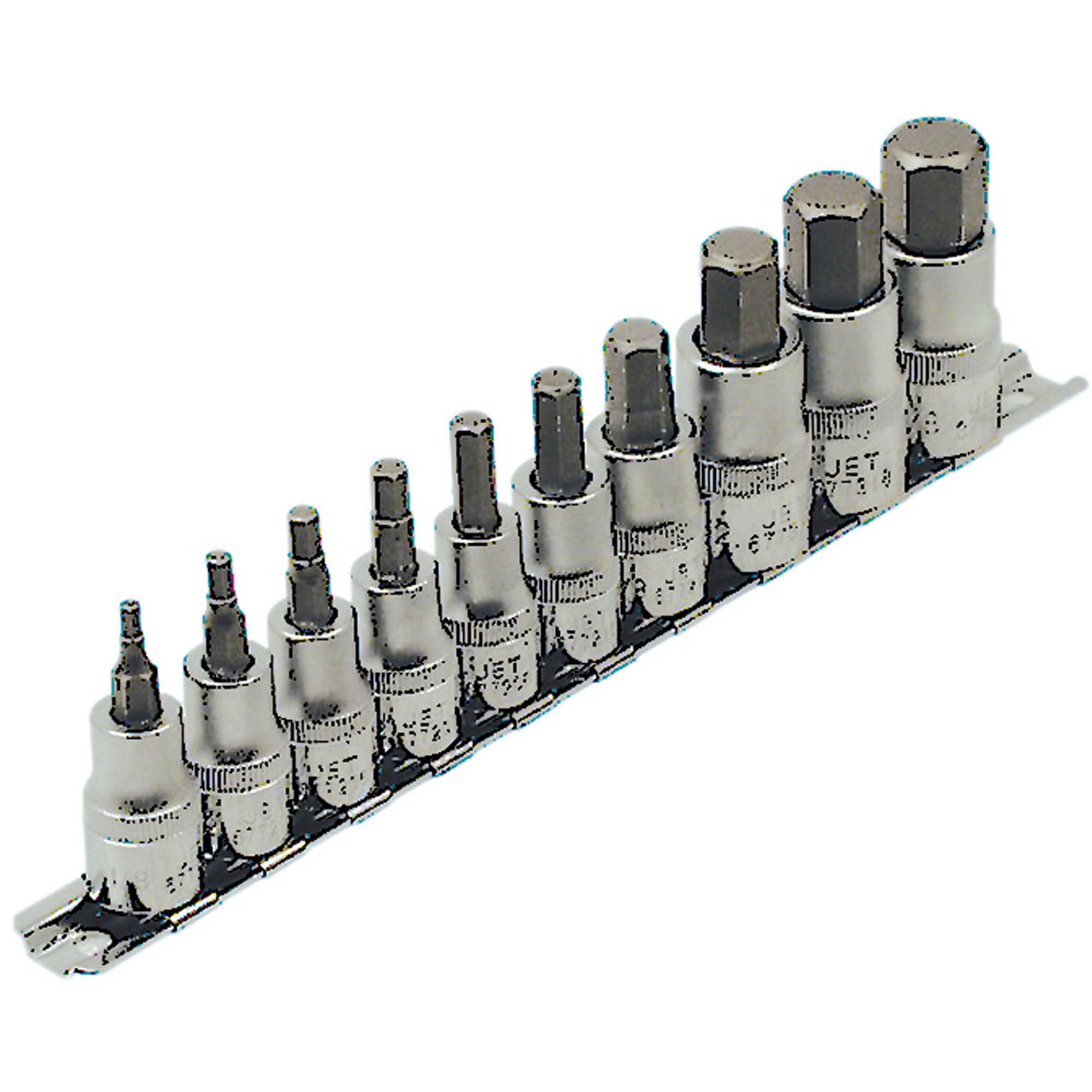 Jeu de douilles SAE HSW3812-10, Hexagonale, Prise 1/2"/3/8", 10 mr