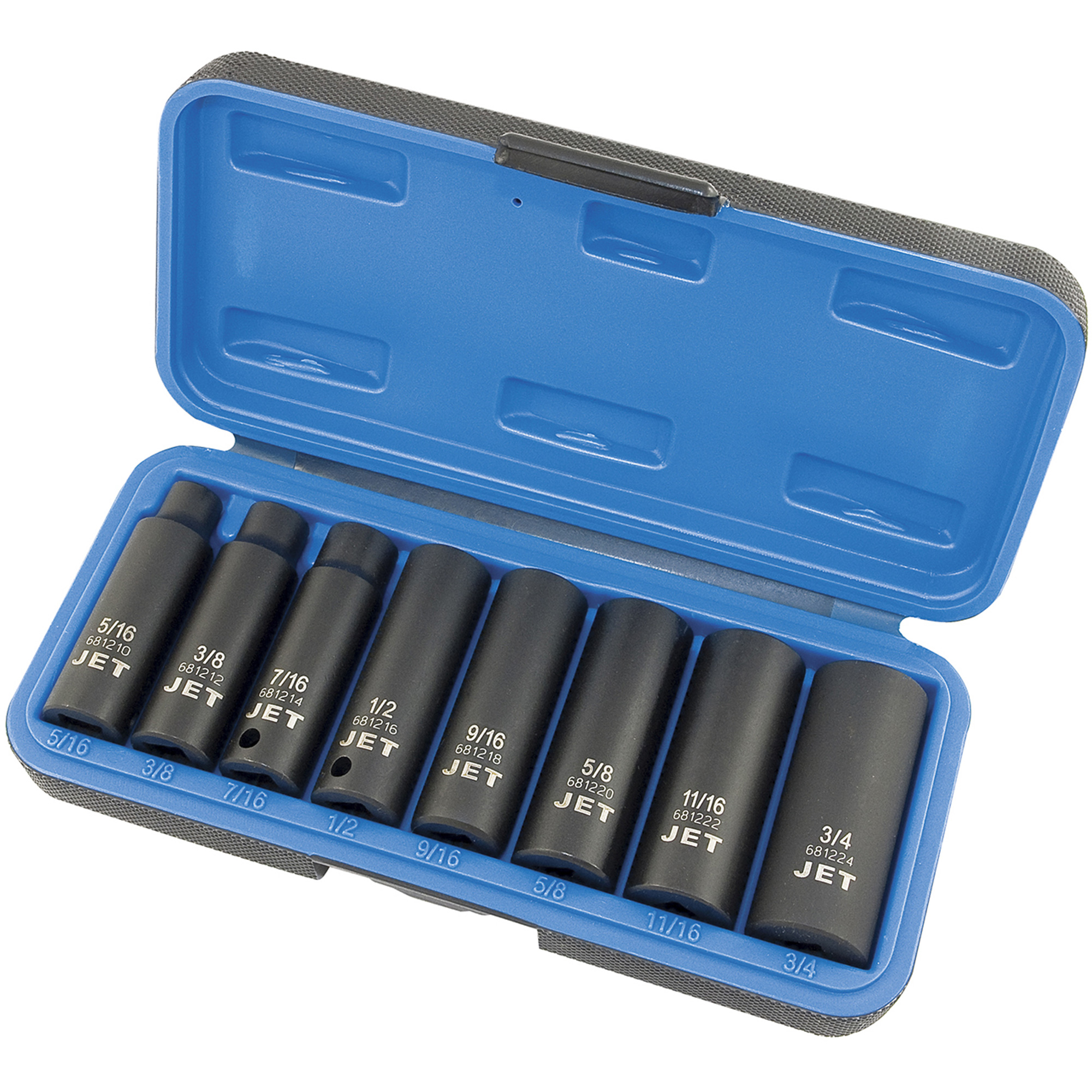 Jeu de douilles SAE PS838D, 8 Mcx, Chocs, Prise de 3/8", Profond