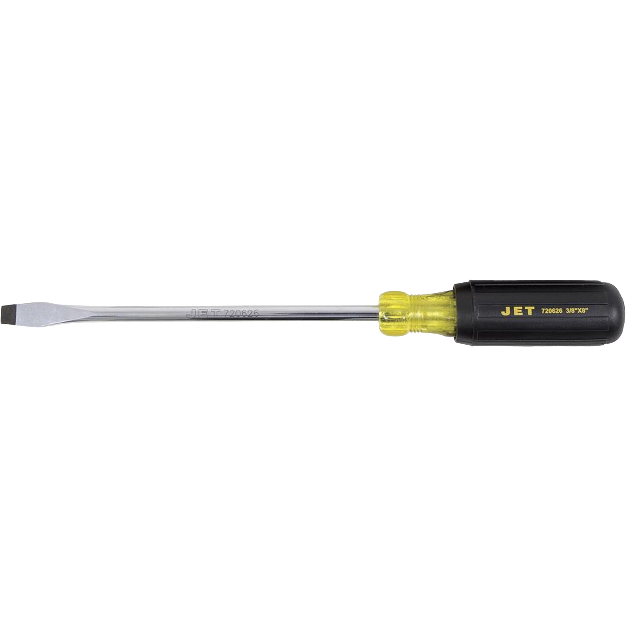 JKSS-8R Tournevis à fente, Tige de 3/8", Ronde, 8" lo, Prise en Coussinée