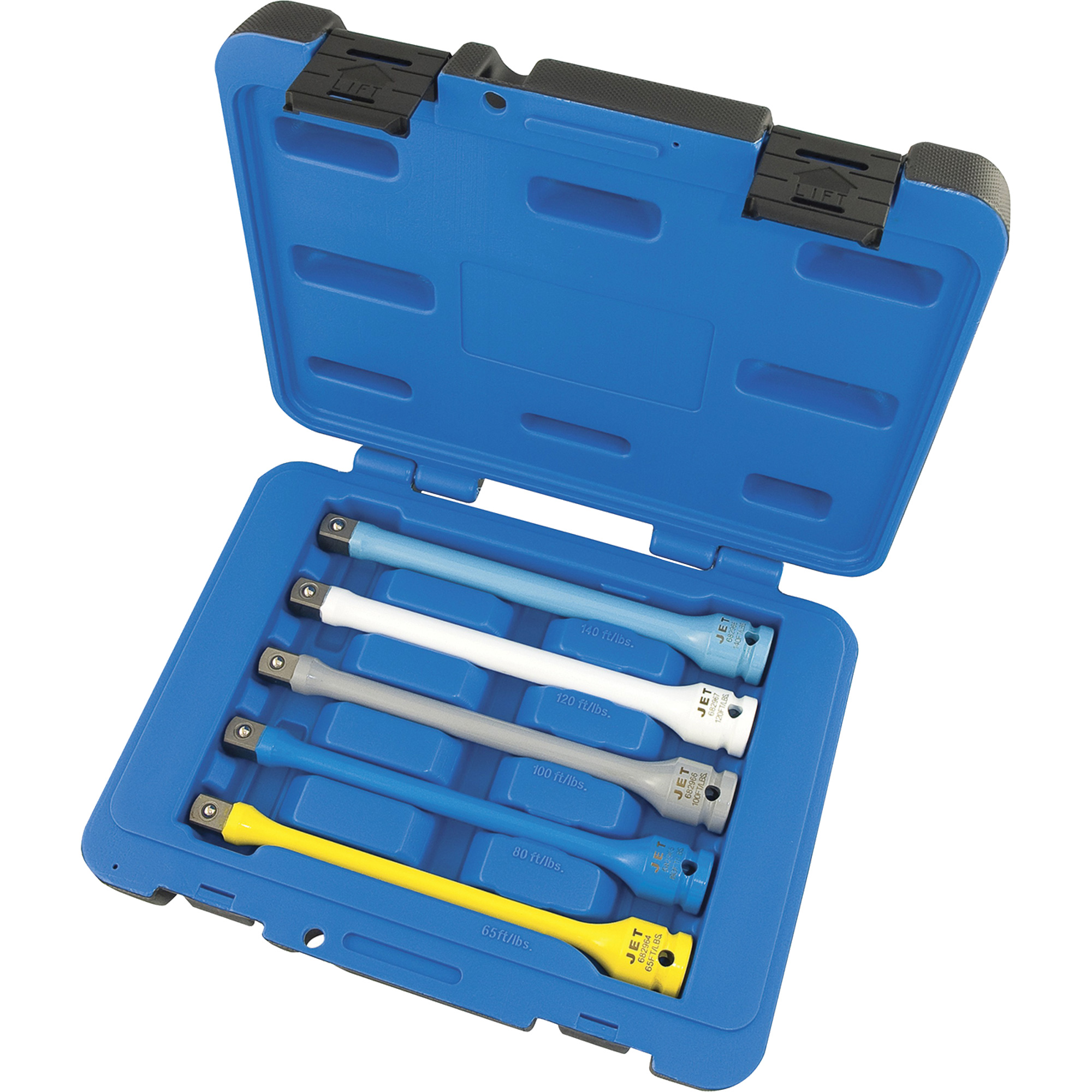 JTLE-5S Jeu de rallonges limiteurs de couple pour clé à chocs, Prise 1/2", Couple de 65 lb-pi/80 lb-pi/100 lb-pi/120 lb-pi/140 lb-pi, Multiple
