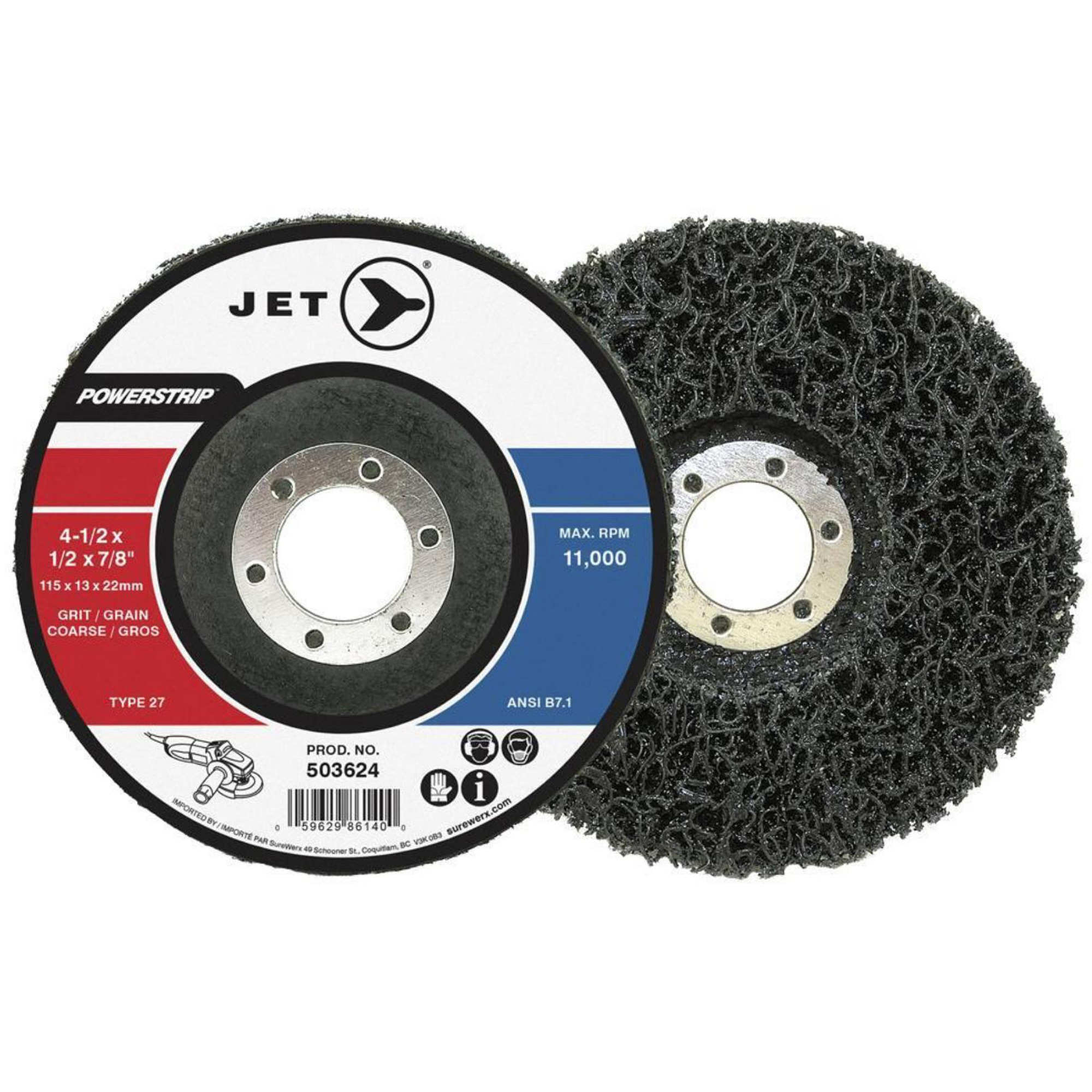 Meule à centre déprimé pour préparation de surfaces POWERSTRIP XCL, 4-1/2" dia.