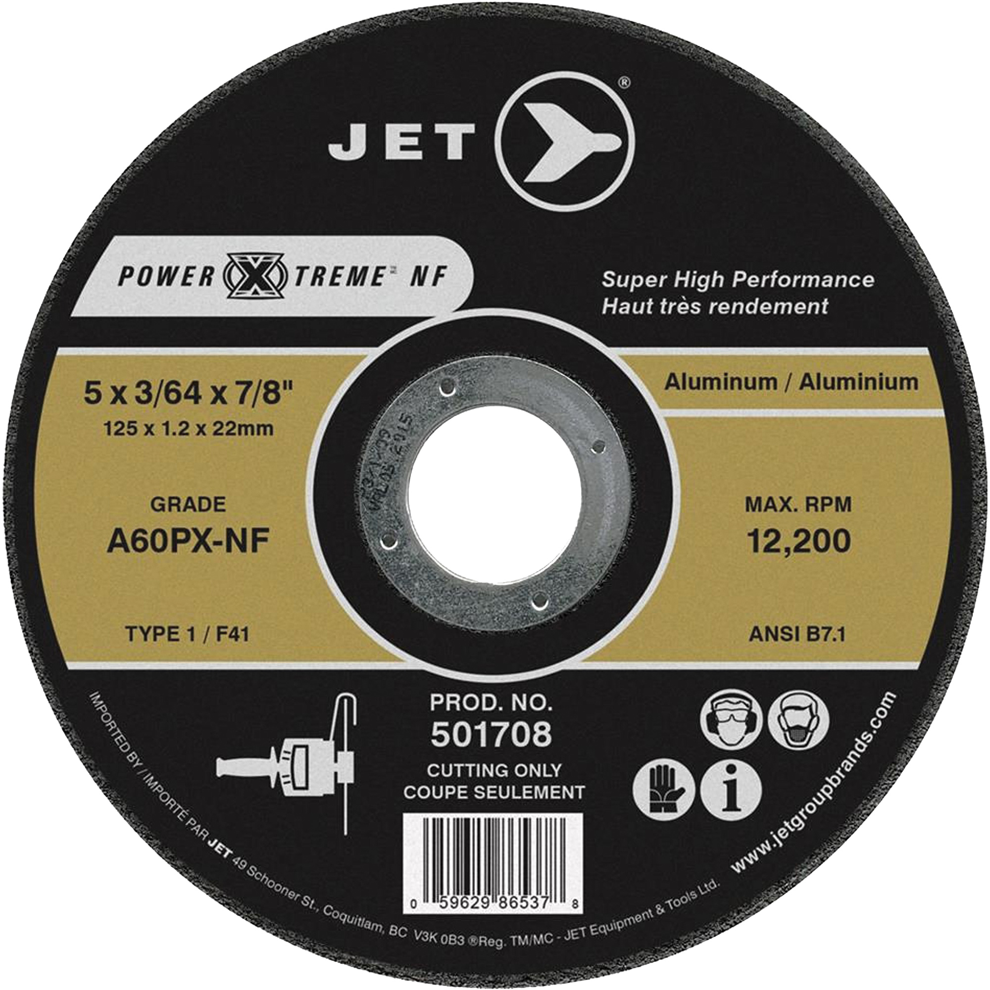 Meule à tronçonner Power-Xtreme A60PX-NF, 4-1/2" x 3/64", Arbre de 7/8", Type 1, 13 300 Tr/min