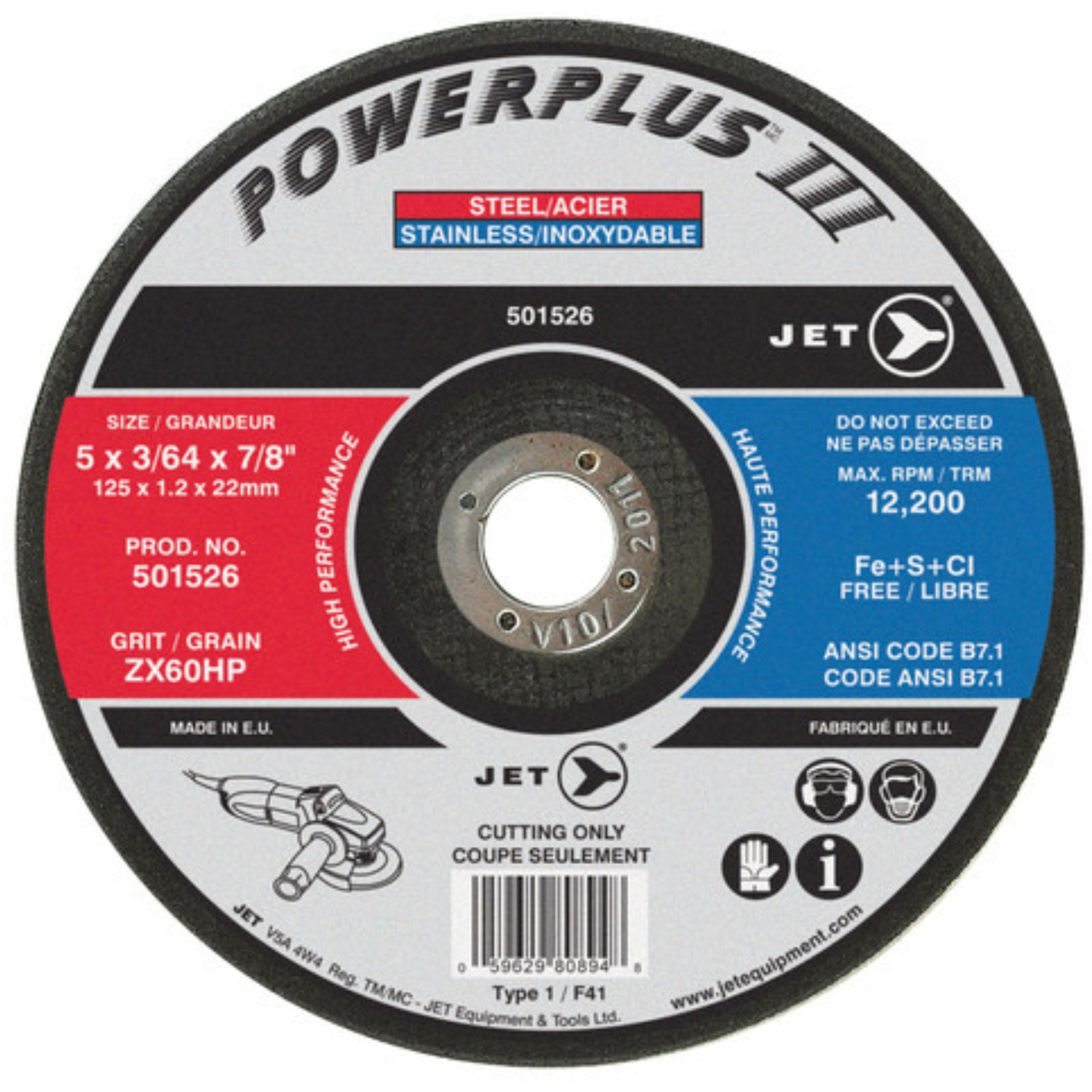 Meule à tronçonner POWERPLUSMD, 4-1/2" x 3/64", Arbre de 7/8", Type 1, 13 300 Tr/min