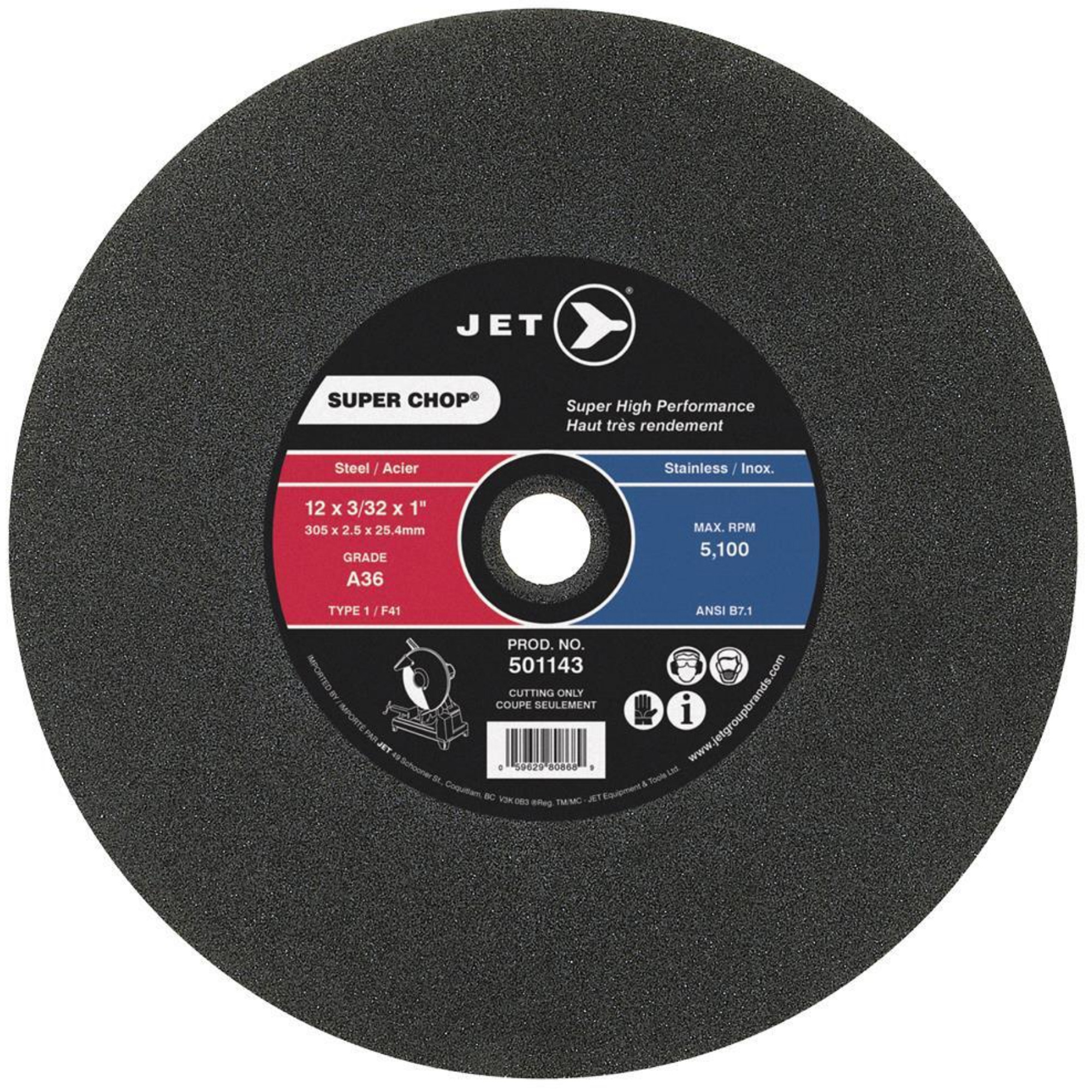 Meule à tronçonner Super ChopMD, 16" x 7/64", Arbre de 1", Type 1, 3700 Tr/min
