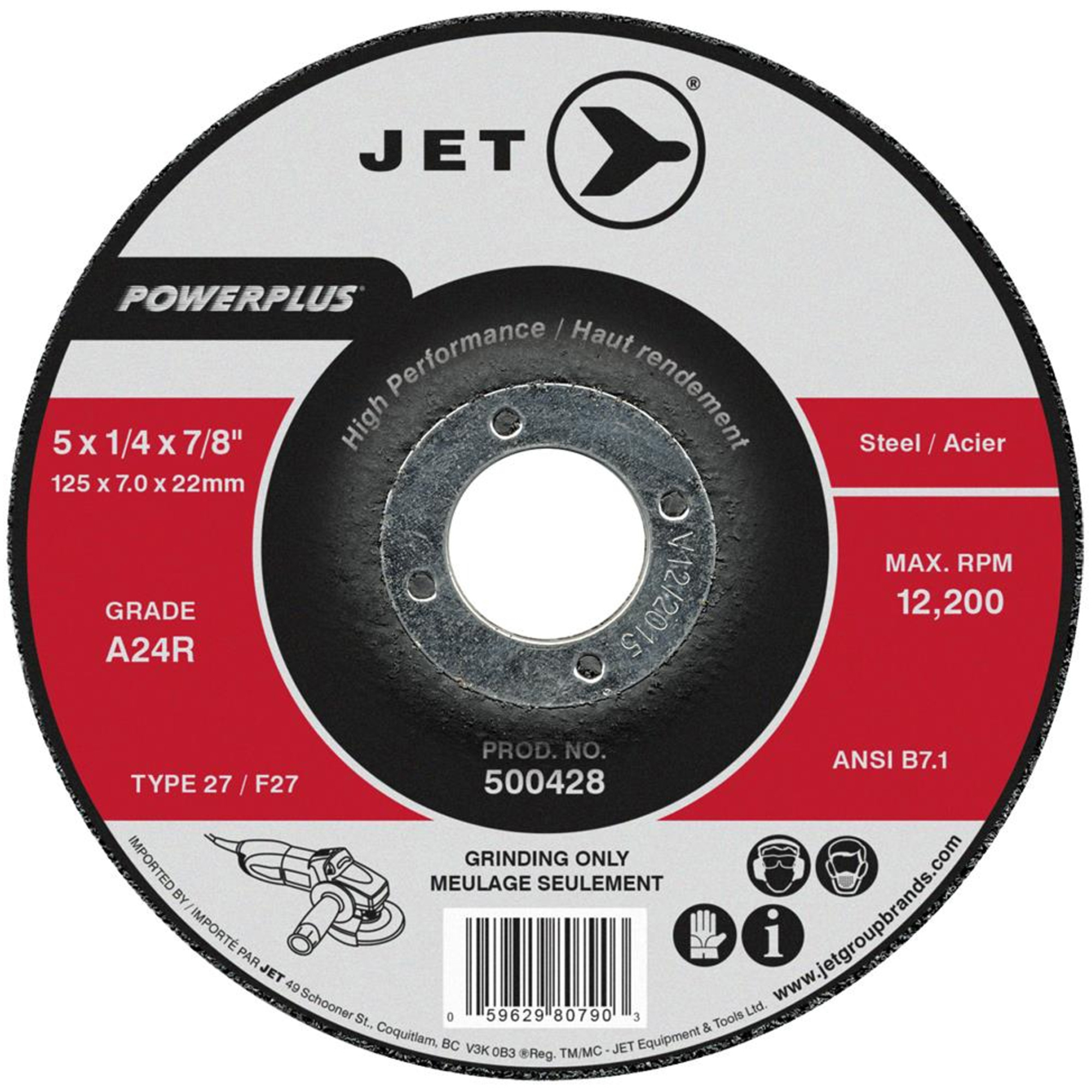 Meule A24R POWERPLUS, 4" x 1/4", Arbre 5/8", Type 27