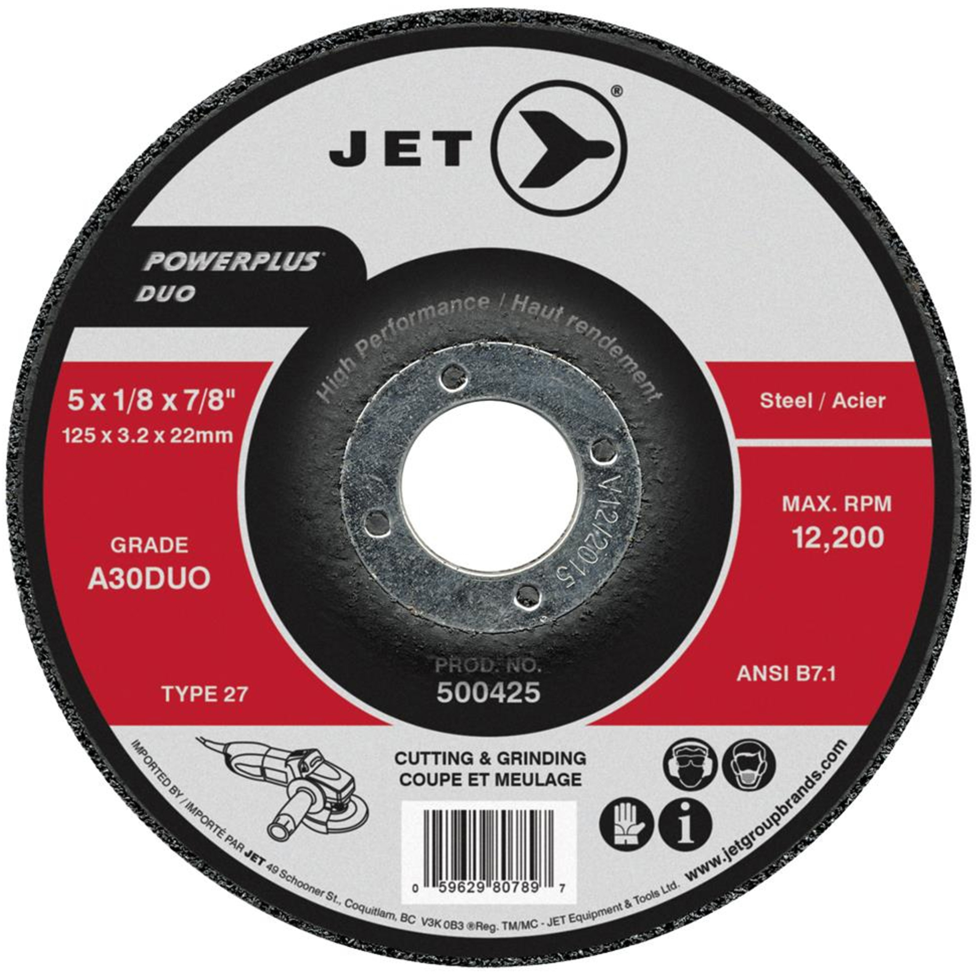 Meule/disque de coupe POWERPLUS DUO, 4-1/2" x 1/8", Arbre de 7/8", Type 27, Grain de A30DUO