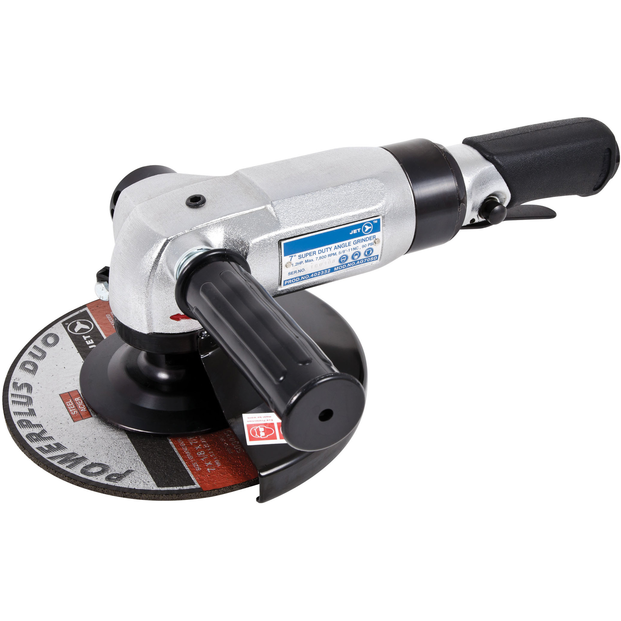 Meuleuse à angle très robuste, Roue 7", Entrée 3/8" NPT, 7800 Tr/min