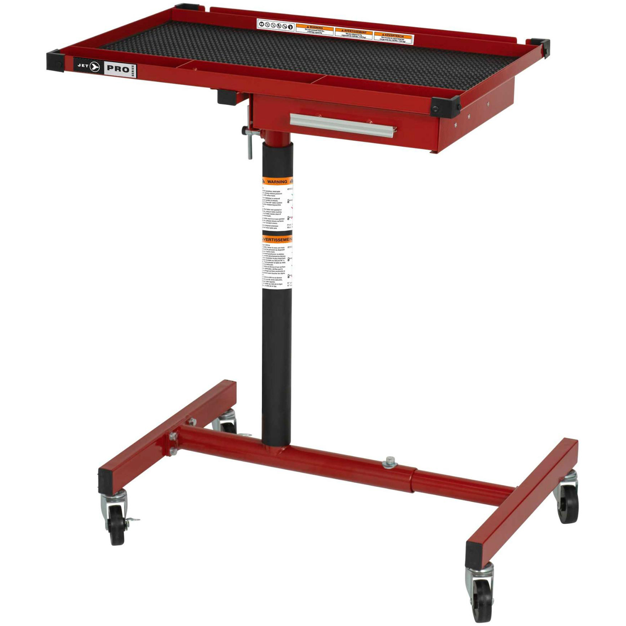 Plateau à outils pour sous le capot à hauteur ajustable JUHT-220S, 1 tiroirs, 19-7/8" lo x 28-3/4" la x 47-3/4" h, Noir/Rouge