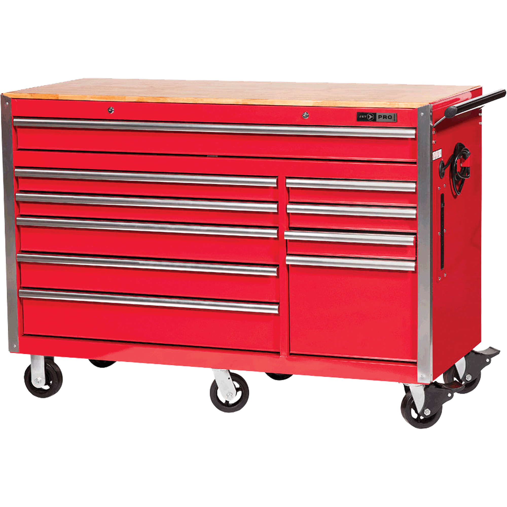 PRC5610 Armoire à rouleaux série Pro, 10 tiroirs, 55-9/10" la x 24-1/10" p x 39-7/10" h, Rouge