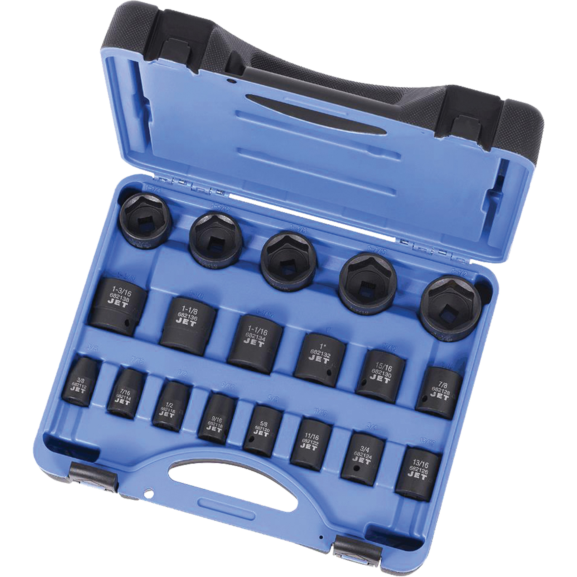 PS1912 Jeu de douilles à chocs 1/2" SAE à 6 pans, 19 Mcx, Chocs, Prise de 1/2", Profond