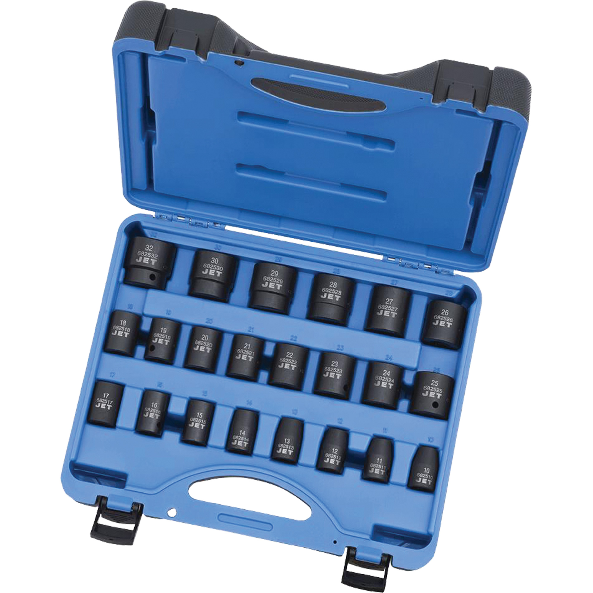 PS2212M Jeu de douilles métriques à 6 pans, 22 Mcx, Chocs, Prise de 1/2", Profond