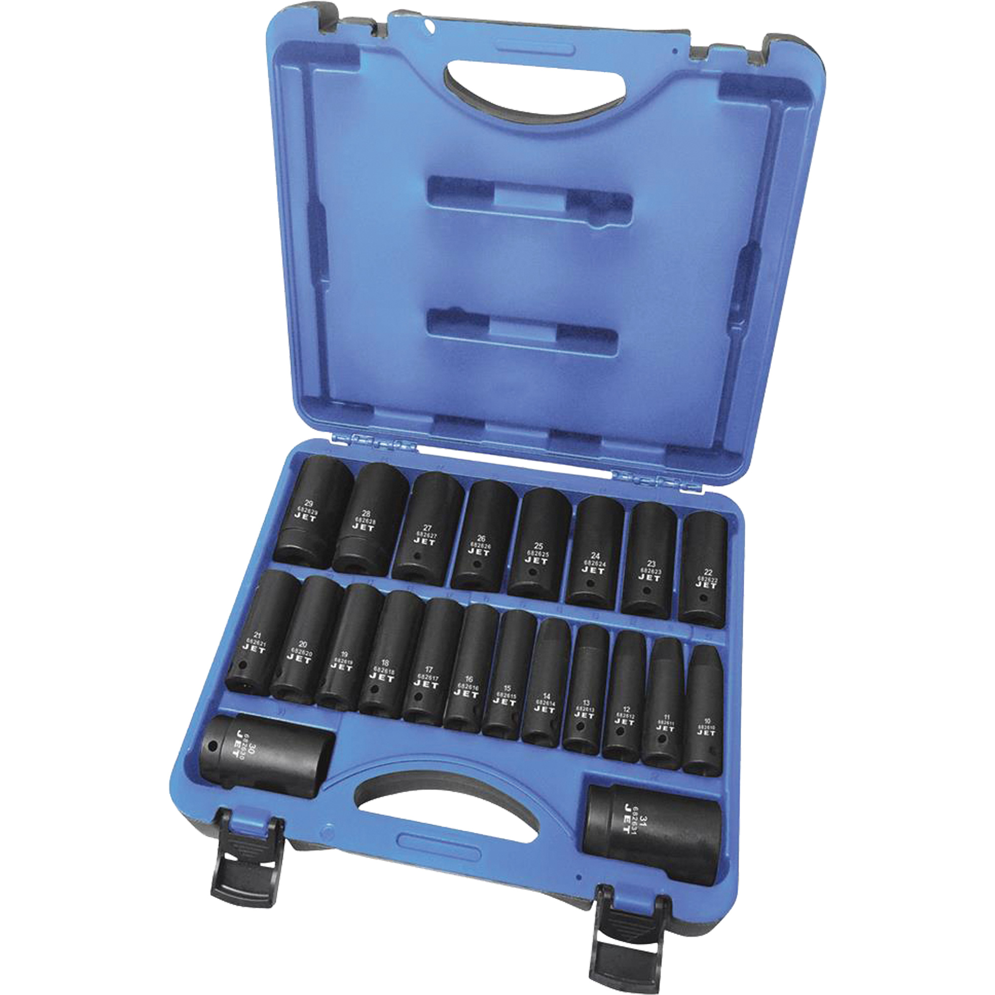 PSS2212DM Jeu de douilles métriques à 6 pans, 22 Mcx, Chocs, Prise de 1/2", Profond