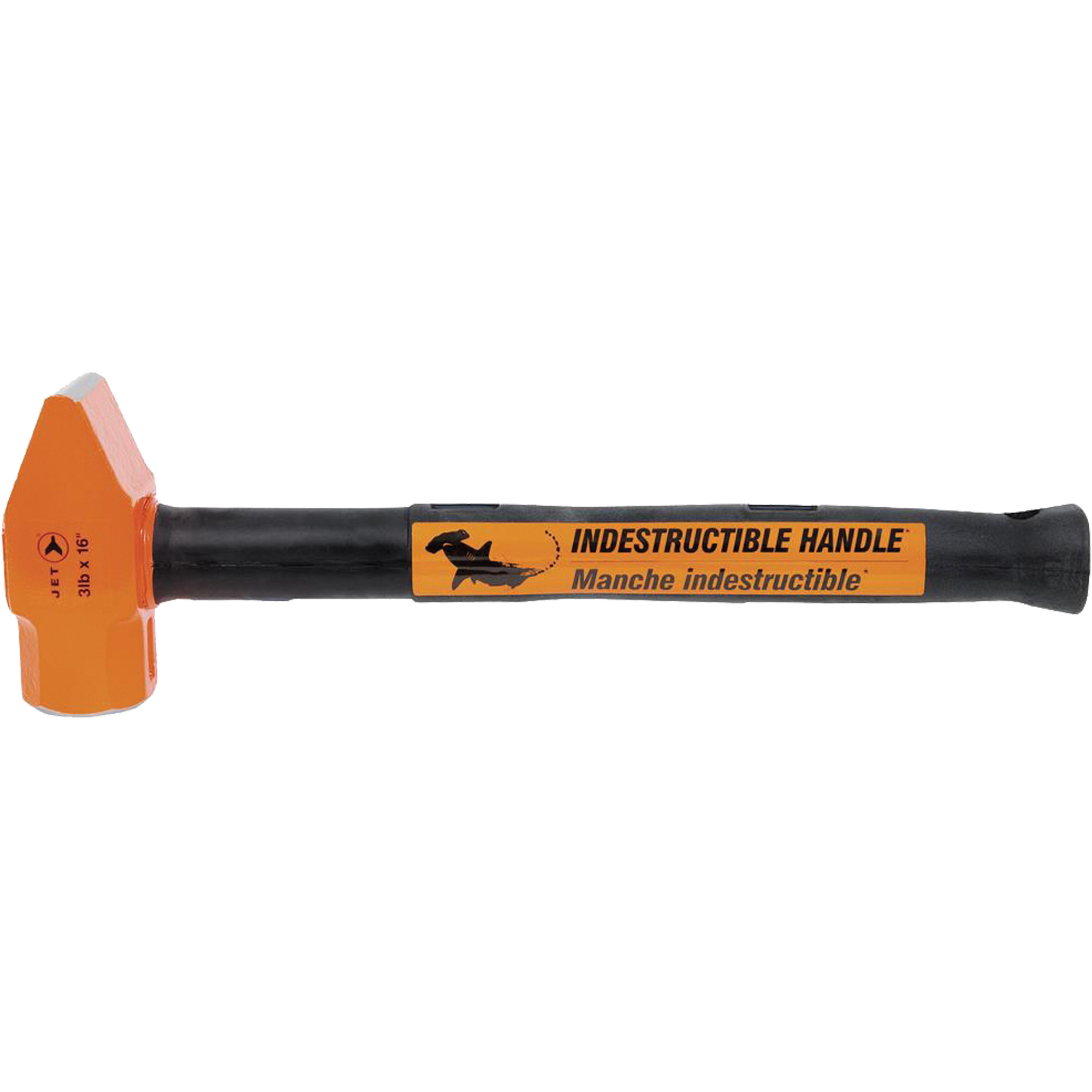UCP-316 Marteau à panne droite à manche indestructible pour usage très intensif, Poids de la tête 3 lb, Face Ordinaire, Prise Acier plein