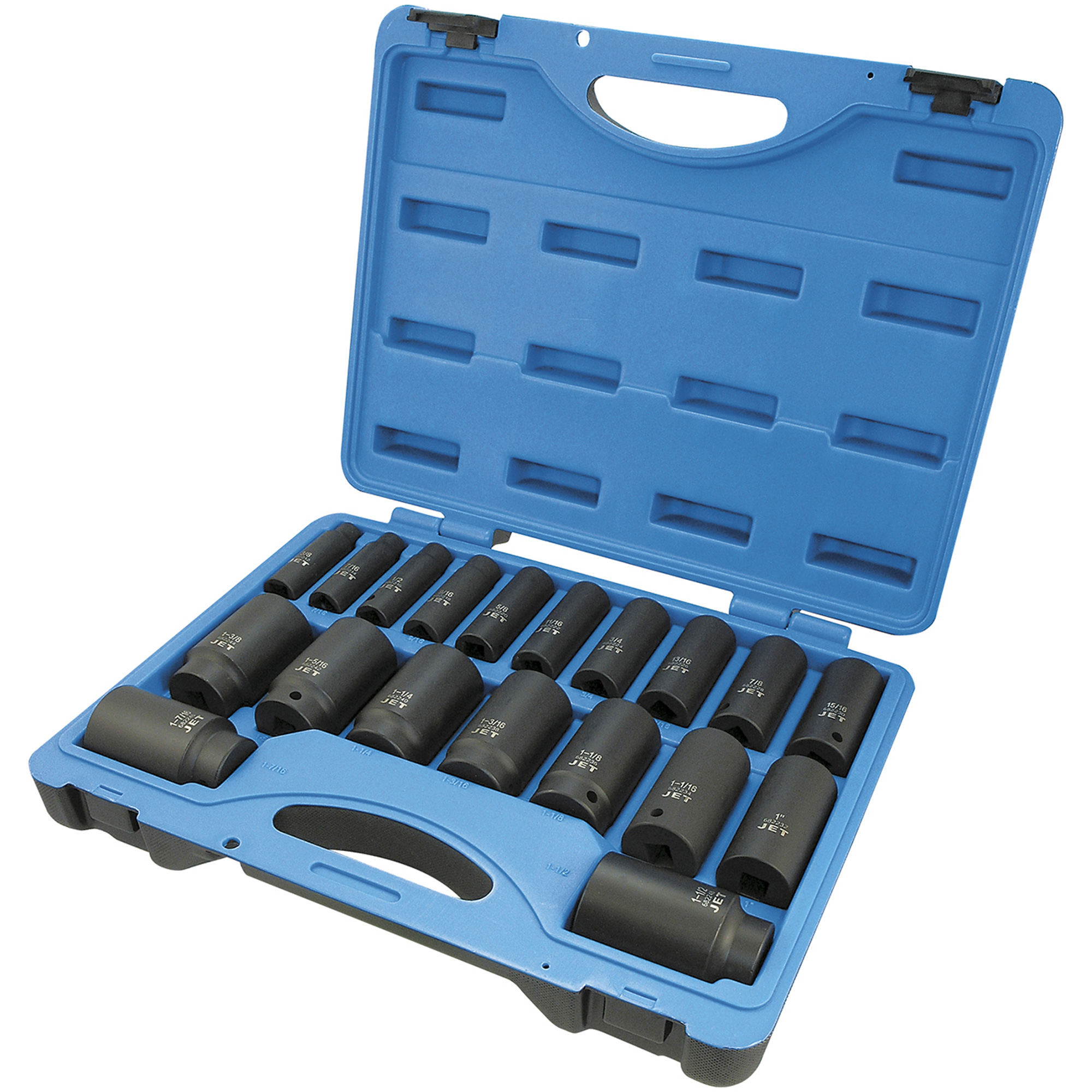 Jeu de douilles SAE à 6 pans PS1912D, 19 Mcx, Chocs, Prise de 1/2", Profond