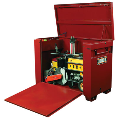 Coffre grande capacité avec panneau frontal ouvrant, 60" x 31" x 45", Acier, Rouge
