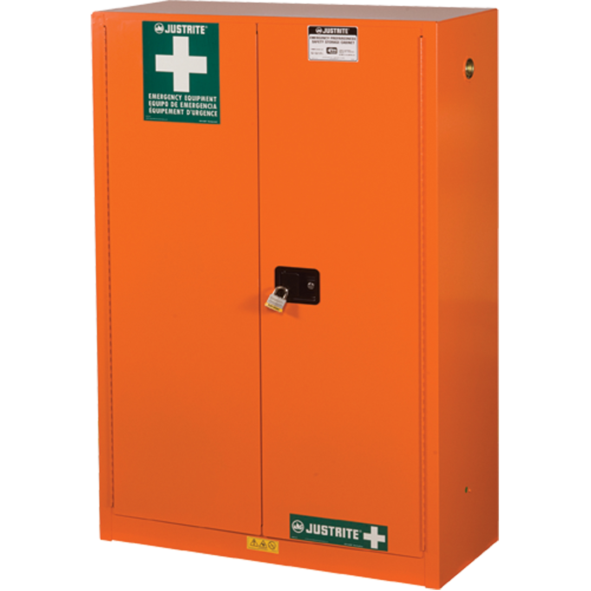 Armoires de rangement pour préparation aux situations d'urgence, Acier, 4 Tablettes, 65" h x 43" la x 18" P, Orange