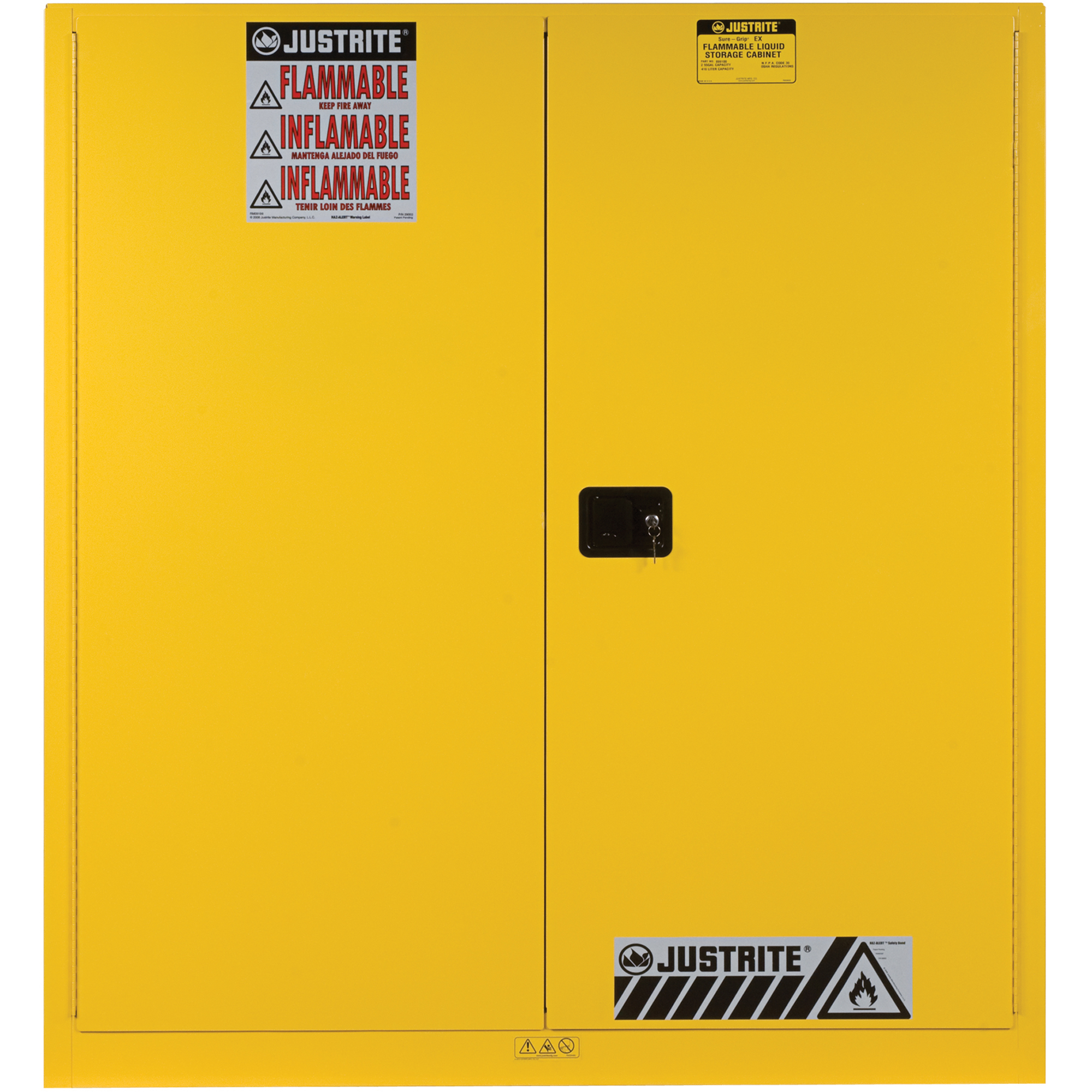 Armoires Sure-GripMD EX pour entreposage de barils à la verticale, Capacité de 110 gal. US, 2 barils, Jaune