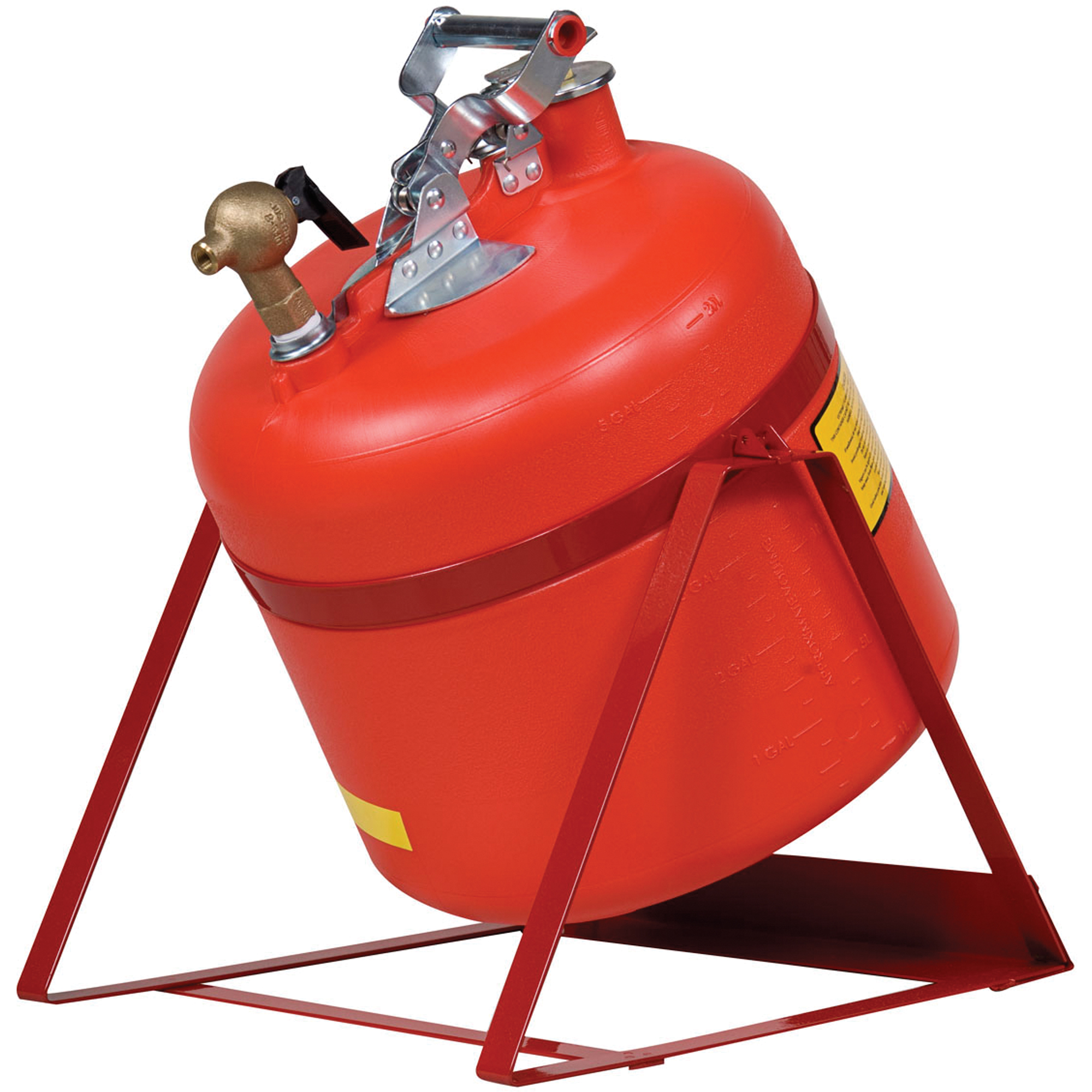Bidon avec robinet sécuritaires pour laboratoires, Type I, Acier, 5 gal. US, Rouge, Homologué FM