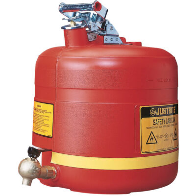 Bidon avec robinet sécuritaires pour laboratoires, Type I, Acier, 5 gal. US, Rouge, Homologué FM