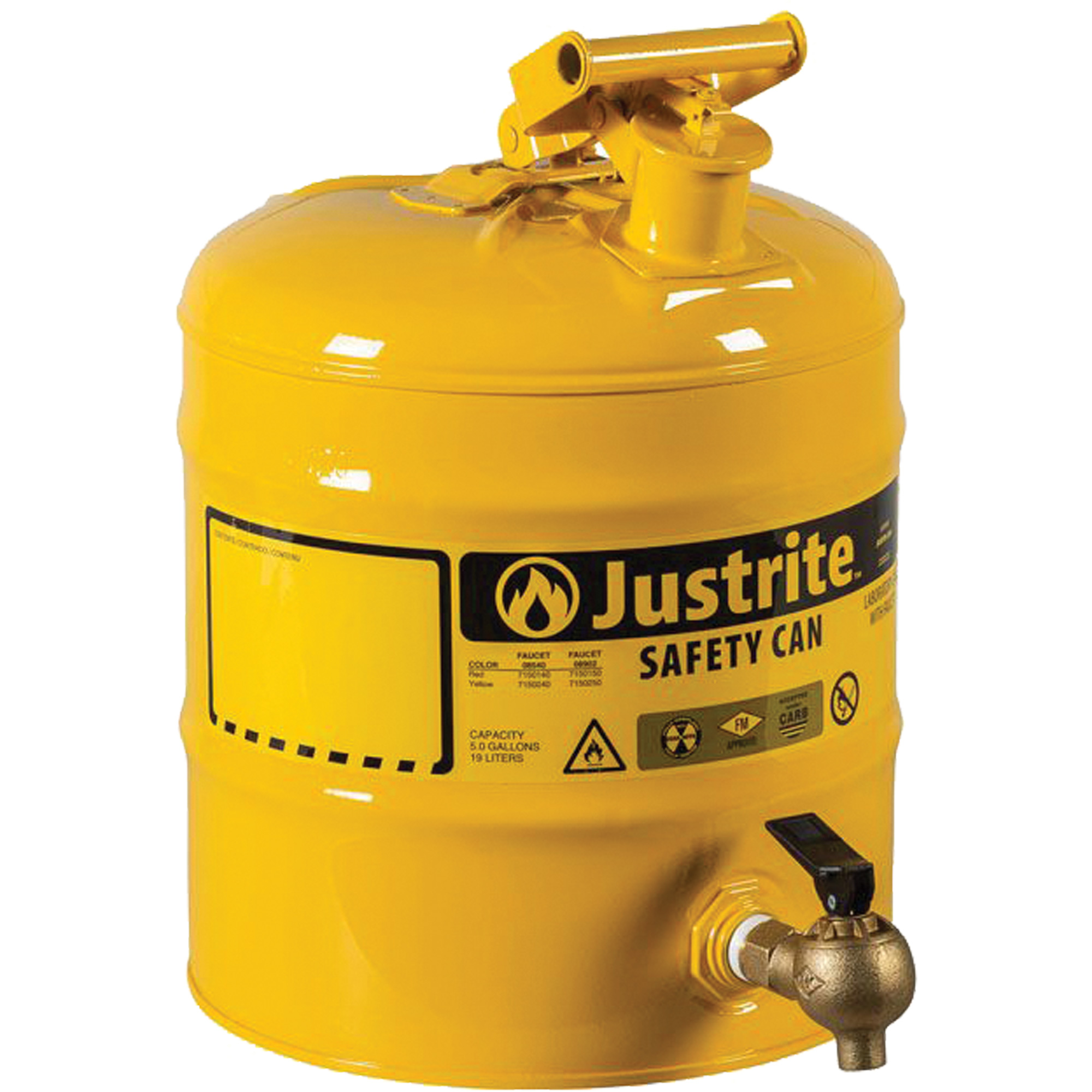 Bidon de sécurité pour tablette, Type I, Acier, 5 gal. US, Jaune, Homologué FM