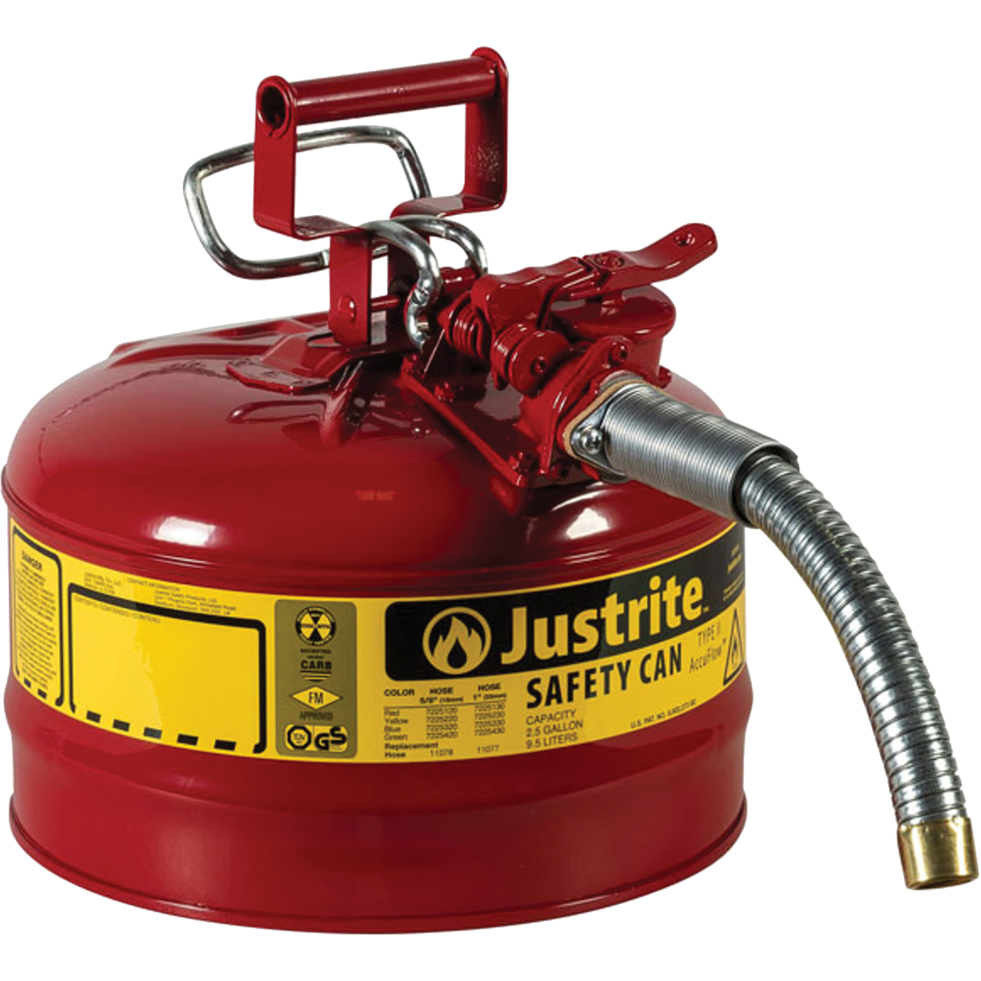 Bidons sécuritaires AccuFlowMC, Type II, Acier, 2,5 gal. US, Rouge, Homologué FM/Listé UL/ULC